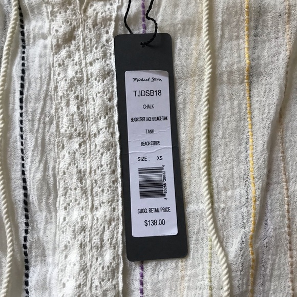 NWT Michael Stars Beach Stripe Lace Flounce Top - Picture 5 of 8